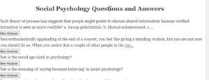 Social Psychology Questions and Answers