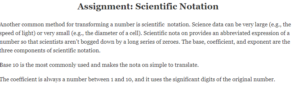 Assignment: Scientific Notation 