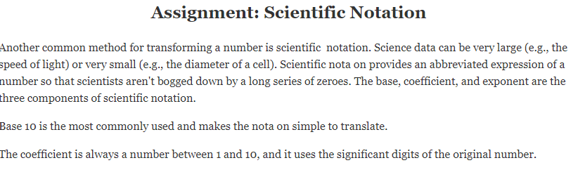 Assignment Scientific Notation