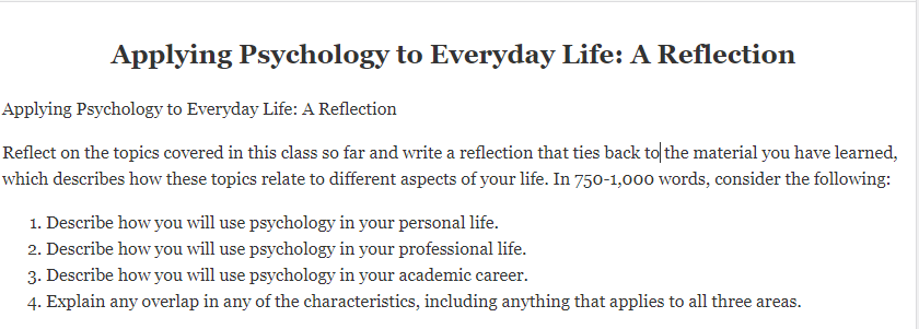 Applying Psychology to Everyday Life A Reflection