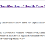 HCA 807 The Classification of Health Care Organizations