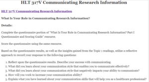 HLT 317V Communicating Research Information