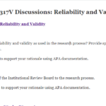 HLT317V Discussions: Reliability and Validity