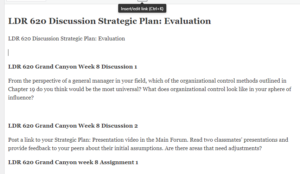 LDR 620 Discussion Strategic Plan Evaluation