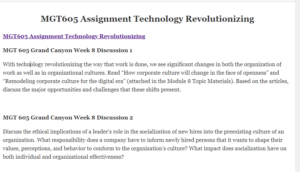 MGT605 Assignment Technology Revolutionizing