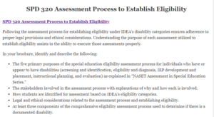 SPD 320 Assessment Process to Establish Eligibility