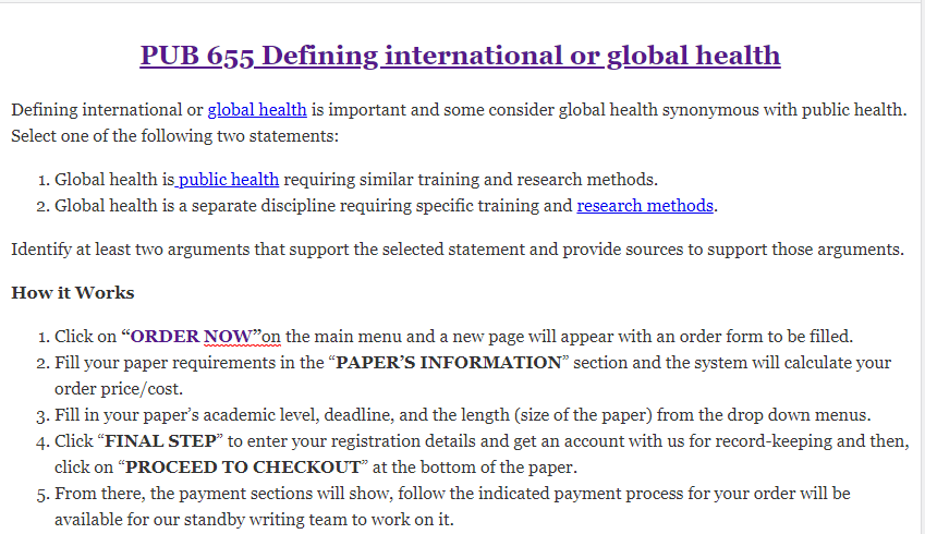 PUB 655 Defining international or global health