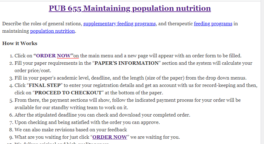 PUB 655 Maintaining population nutrition