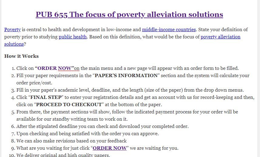PUB 655 The focus of poverty alleviation solutions
