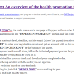 DNP 825 An overview of the health promotion theory