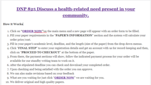 DNP 825 Discuss a health-related need present in your community.