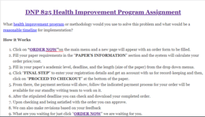 DNP 825 Health Improvement Program Assignment 