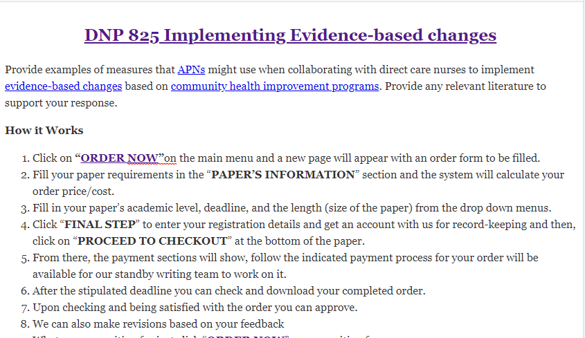 DNP 825 Implementing Evidence-based changes