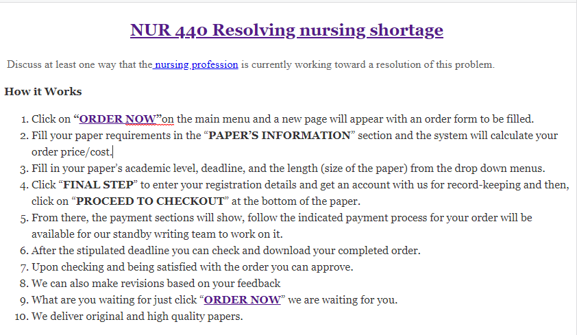 NUR 440 Resolving nursing shortage